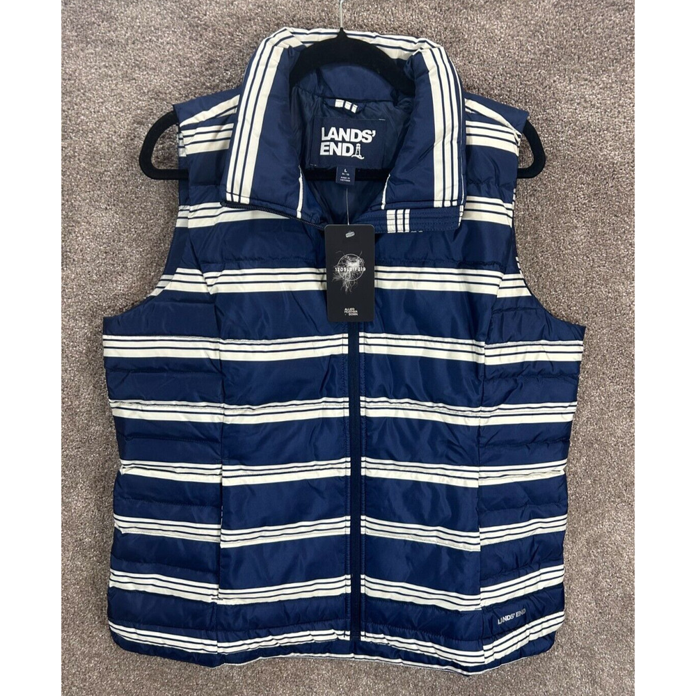 Lands' End Blue and White Striped Vest
